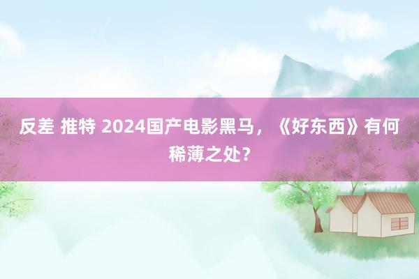 反差 推特 2024国产电影黑马，《好东西》有何稀薄之处？